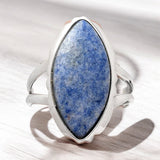 Dumortierite Blue Quartz Solid 925 Sterling Silver Ring 7.5