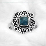 Blue Apatite Solid 925 Sterling Silver Ring 8.5