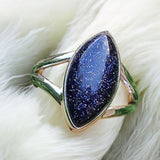 Blue Sandstone Solid 925 Sterling Silver Ring 7.5