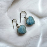 HEART Larimar Solid 925 Sterling Silver Earrings