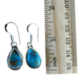 Kingman Blue Copper Turquoise Solid 925 Sterling Silver Earrings