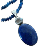 Blue Lapis & Herkimer Diamond Solid 925 Sterling Silver Pendant Necklace