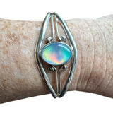 Aurora Opal Solid 925 Sterling Silver Cuff Bracelet