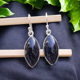 Blue Sandstone Solid 925 Sterling Silver Earrings