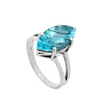 Blue Topaz Solid 925 Sterling Silver Ring 9.5