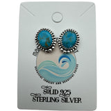 Kingman Turquoise Solid 925 Sterling Silver Stud Earrings