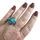 Kingman Turquoise Solid 925 Sterling Silver Ring 9