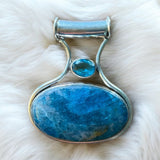 Apatite & Blue Quartz Solid 925 Sterling Silver Pendant