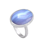 Blue Lace Agate Solid 925 Sterling Silver Ting 8.5