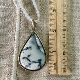 Dendritic Opal & Opalite Solid 925 Sterling Silver Pendant Necklace