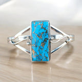 Kingman Blue Turquoise Solid 925 Sterling Silver Cuff Bracelet