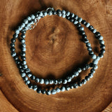 Snowflake Black Obsidian 4 mm Beaded Necklace