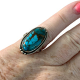 Kingman Copper Turquoise Solid 925 Sterling Silver Ring 5.5