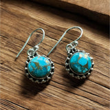 Kingman Blue Turquoise Solid 925 Sterling Silver Earrings