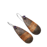 Lavender Jade & Amethyst Solid 925 Sterling Silver Earrings