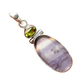 Fluorite & Peridot Solid 925 Sterling Silver Pendant