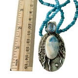 Scheelite & Aquamarine Solid 925 Sterling Silver Pendant Necklace