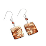 Crazy Lace Agate & Garnet Solid 925 Sterling Silver Earrings