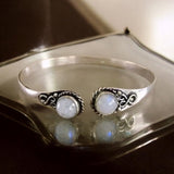 Best Seller Rainbow Moonstone Silver Bangle