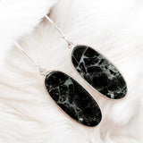 Black Obsidian & Zinc Solid 925 Sterling Silver Earrings