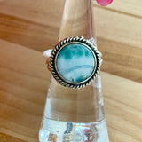 Larimar Solid 925 Sterling Silver Ring