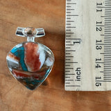 Kingman Turquoise & Spiny Oyster Solid 925 Sterling Silver Pendant