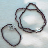 Garnet beaded Necklace Bracelet set