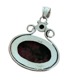 Rhodonite & Garnet Solid 925 Sterling Silver Pendant