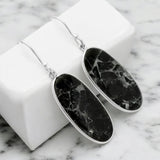 Black Obsidian & Zinc Solid 925 Sterling Silver Earrings