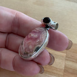 Rhodochrosite & Garnet Solid 925 Sterling Silver Pendant