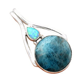 Blue Apatite & Fire Opal Solid 925 Sterling Silver Pendant