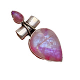 Pink Rainbow Moonstone Solid 925 Sterling Silver Pendant