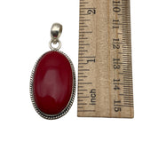 Italian Red Coral Solid 925 Sterling Silver Pendant