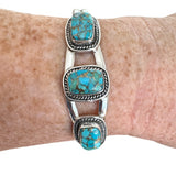 Kingman Blue Copper Turquoise Solid 925 Sterling Silver Cuff Bracelet