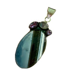 Owyhee Opal Amethyst Moonstone Solid 925 Sterling Silver Pendant