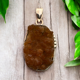 Honey Citrine Druzy Solid 925 Sterling Silver Pendant