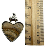 HEART Picture Jasper & Onyx Solid 925 Sterling Silver Pendant