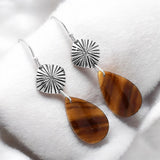 Brown Fluorite Solid 925 Sterling Silver Earrings