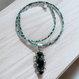 Black Onyx & African Turquoise Pendant Necklace