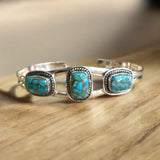 Kingman Blue Copper Turquoise Solid 925 Sterling Silver Cuff Bracelet