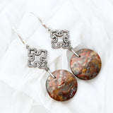 Mexican Laguna Lace Agate Solid 925 Sterling Silver Earrings