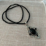 Black Onyx Solid 925 Sterling Silver Pendant Necklace