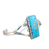 Kingman Blue Turquoise Solid 925 Sterling Silver Cuff Bracelet