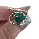 Blue & Green Turquoise Solid 925 Sterling Silver Ring adj