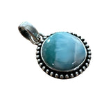 Caribbean Larimar Solid 925 Sterling Silver Pendant