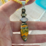 Bumblebee Jasper Solid 925 Sterling Silver Pendant Necklace