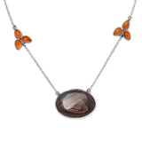 Lake Superior Agate & Carnelian Solid 925 Sterling Silver Necklace