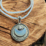 MOON Opalite Sterling Silver overlay Beaded Pendant Necklace