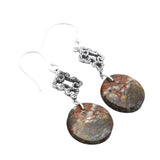 Mexican Laguna Lace Agate Solid 925 Sterling Silver Earrings