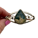 Moss Agate Solid 925 Sterling Silver Cuff Bracelet